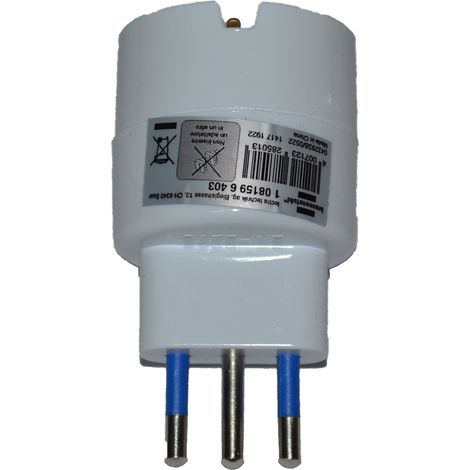 Adattatore spina 10 a 2 p + t- prese schuko 10 a 2 p + t bianco it,de (1/3)