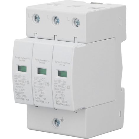 Parafoudre 20 kA, protection contre les surtensions, réponse rapide, capacité de charge élevée, protecteur de tension domestique triphasé 385 V (1/5)