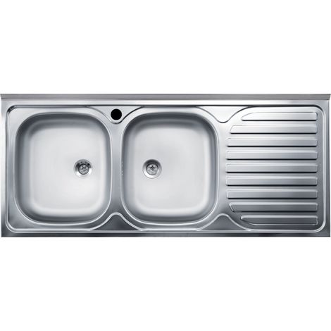 Lavello cucina appoggio doppia vasca gocciolatoio destro 120x50 cm - Samet SA127DX