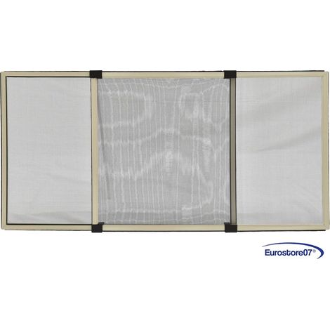 ZANZARIERA ESTENSIBILE IN FIBRA TELAIO ALLUMINIO bronzo rete grigia  cm. 75x50h.
