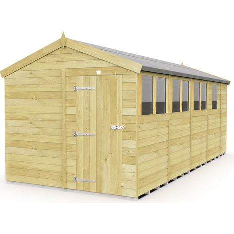 8 x 17 Feet Apex Shed - Single Door With Windows - Wood - L503 x W231 x H217 cm