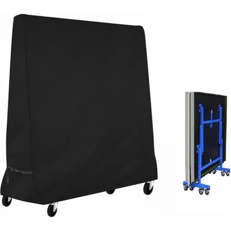 Funda de protección para mesa de ping pong de exterior, resistente a desgarros, impermeable y cortavientos, negra, 185 x 70 x 165 cm (1/4)