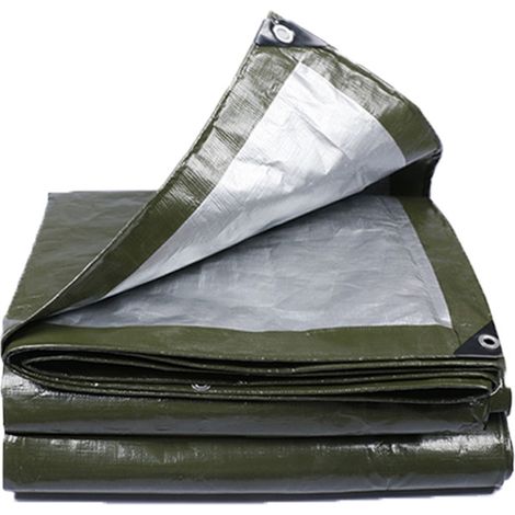 BRAVIX Bâche à œillets Bicolore avec Grammage 90 g/m² Taille 2 x 3 (6 m²) Vert/argent (1/4)