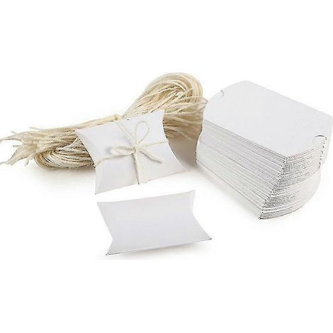 Boîtes à dragées blanches vintage, emballage cadeau, boîtes en papier kraft avec ficelle de jute pour Noël, bonbons, bijoux, noix (1/4)