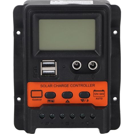 Régulateur de Charge PWM 12V/24V 10A avec Affichage LCD et Ports USB pour Panneaux Solaires 130W 260W (1/5)