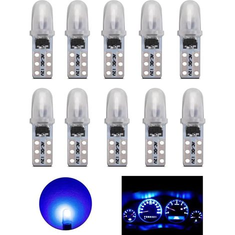 T5 LED Bulbs, 2721 27 37 286 PC74 LED Bulbs, for Car Interior Lighting Dashboard Replacement Instrument Lamp, 12V 0.6W 40LM 3014 Chips, Pack of 10 (Blue) (1/5)