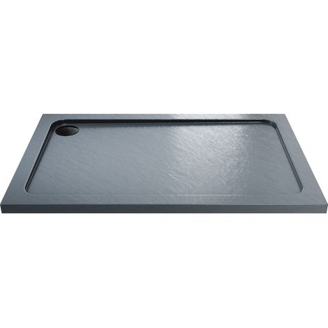 ELEGANT Anti-Slip Rectangular Stone Shower Tray Gray with Free Waste 1200 x 900 x 40mm (1/5)