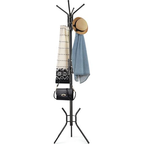 Youyijia Coat Stand Metal Coat Rack Hangers for Clothes Stand 181cm Tall Hall Tree Coat Hanger Stand with 11 Hooks for Jacket Hat Handbags Dress Hanging Stand in Entryway Hallway Black (1/5)