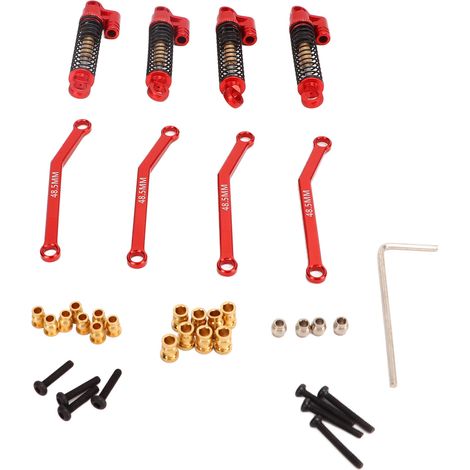 Amortisseur RC fileté télescopique avec tige de traction coudée pour voiture crawler FMS FCX24 1/18 1/24, amortisseur de suspension rouge, kit de rechange (1/5)