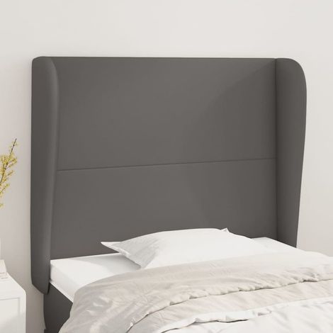 Tête de lit avec oreilles Armoire de tête de lit Gris 83x23x118/128 cm Similicuir 11069 (1/5)