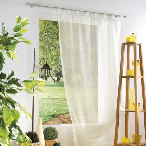 Voilage à passants uni Crème - - 240 cm - 140 cm - Polyester (1/2)