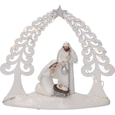Natività resina bianco con led cm 20x5,5xh17 (1/4)