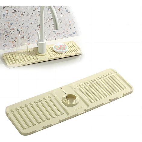 Tapis de robinet en silicone, poignée de robinet en silicone, protection contre les éclaboussures, tapis de séchage pour comptoir de cuisine et de salle de bain, tapis de drainage de robinet - Vert (1/5)