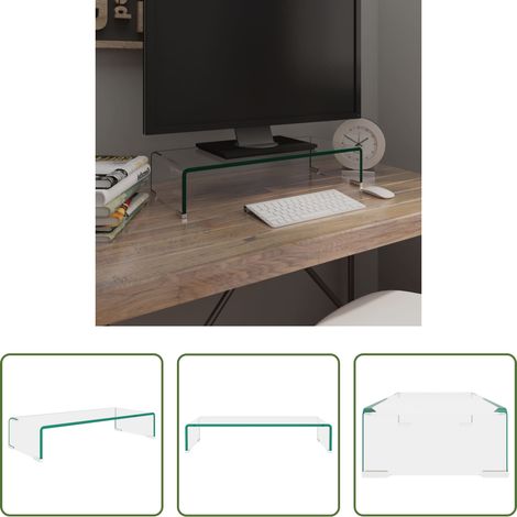 Étagère en verre -  Meuble TV/pour moniteur 60x25x11 cm verre transparent (1/5)