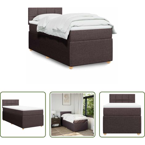 vidaXL Surmatelas - Sommier à lattes de lit avec matelas Marron foncé 90x200 cm (1/5)