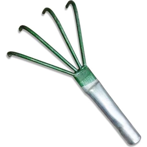 Râteaux agricoles en acier au carbone à quatre dents, petit manche, pince à feuilles pour gazon, outils de jardinage