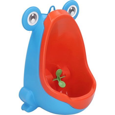 Urinoir mural en plastique bleu avec cible de visée amusante pour l'apprentissage de la propreté chez les petits garçons. (1/5)