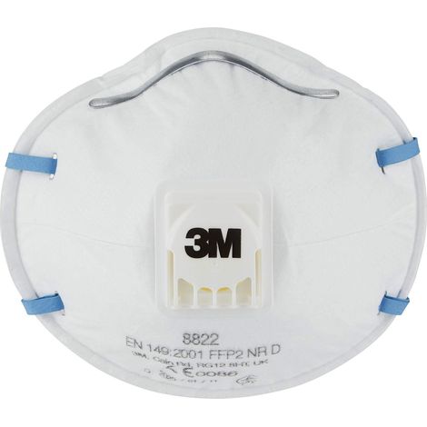 Maschera antipolvere 3M 8822 FFP2 a tazza con valvola Cool Flow, monouso, bianco/blu, 10 pezzi (1/3)