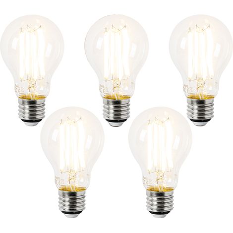 Set of 5 E27 LED Bulbs A60 Clear 3.8W 806lm 2700K (1/4)