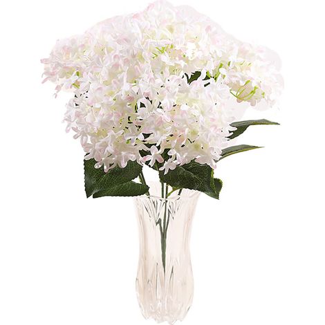 Bouquet D Hortensias Artificiels Blanc Et Vert - Fleurs En Plastique Et Feutre Pour Décoration Maison Et Fête - Lot De 1 (1/2)