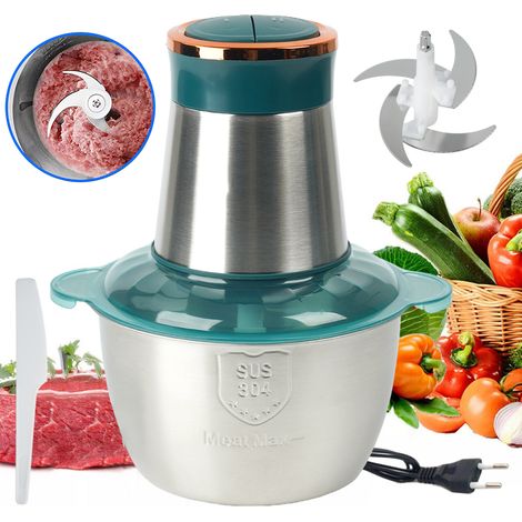 Hachoir à viande électrique 2L – Acier inoxydable – Moteur puissant 300W – 2 vitesses de contrôle – Pour viande, légumes, fruits (1/5)