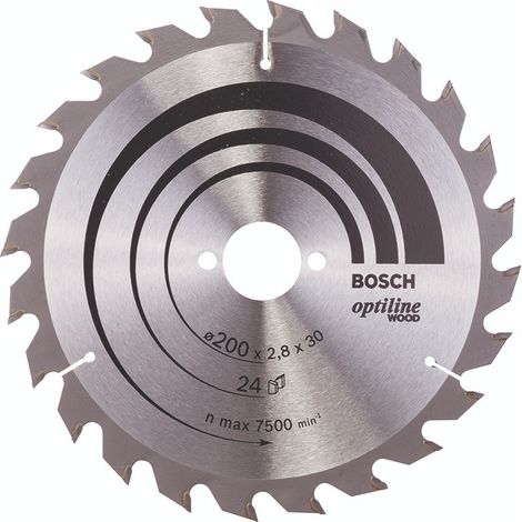 BOSCH DISCO SIERRA OPTILINE MADERA130 X 2.4 X 20/16D: 20WZ Diámetro disco x eje (mm) 200x30 Número de dientes 24