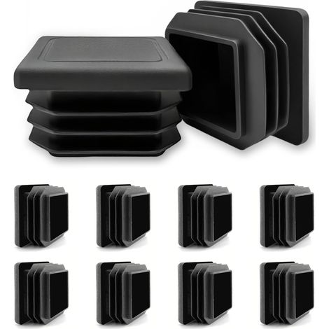 Embouts lamellaires 30x30 mm pour Tube carré – 10 pièces Noires en Plastique PE résistant – Bouchons de Finition pour mobilier, clôture, Structure métallique – Capuchons pour Tube Acier ou Aluminium (1/5)