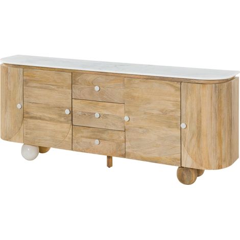 Credenza Mango naturale / bianco Laccato 200x40x80 cm montato parzialmente FLORENZ 122 (1/4)