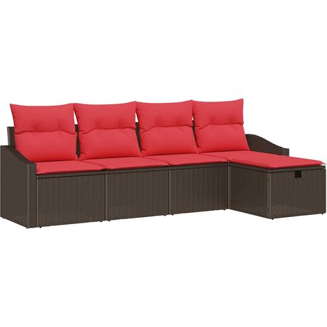 Sofa Set with Cushion with Storage Brown Poly Rattan vidaXL (1/5)