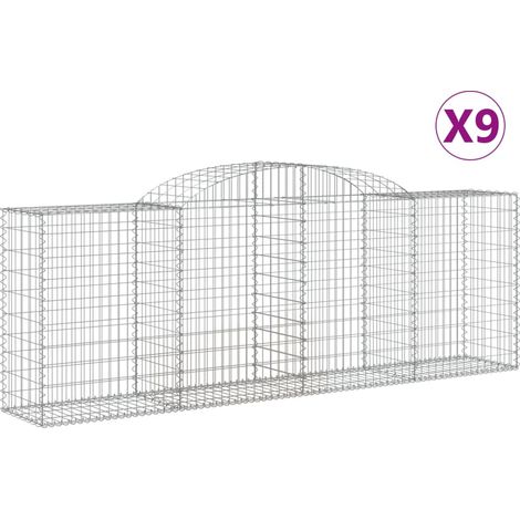 Paniers à gabions arqués 9 pcs  Mur en gabion 300x50x100/120 cm fer galvanisé