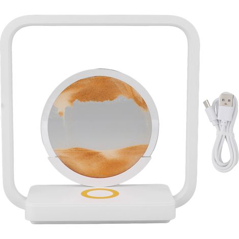 Ortviai Lampe de Bureau avec Sable Animé, Chargeur Sans Fil Intégré, Éclairage Doux Réglable au Toucher, Jaune (1/5)