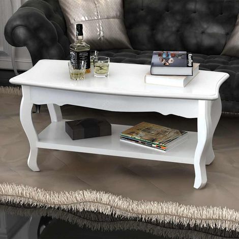 vidaXL Coffee Table 2 Tiers MDF White (1/5)