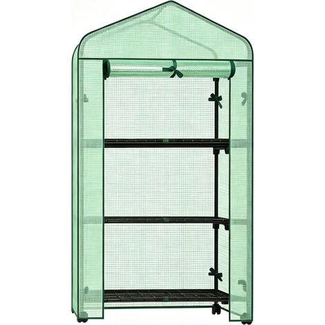 Kompaktes Garten-Gewächshaus mit Rollen und 3 Ablagen 70 x 50 x 131 cm aus PE und Stahl MODENUIT (1/5)