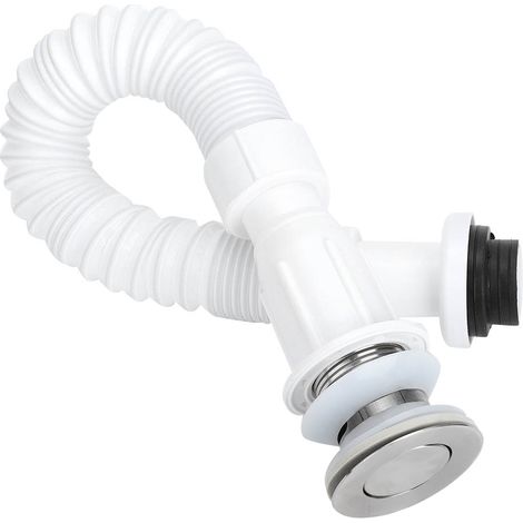 Tuyau d'évacuation simple pour lavabo de salle de bain et de cuisine, diamètre 37 mm, tuyau d'évacuation pour lavabo simple, tuyau d'évacuation anti-odeurs en forme de S, raccords d'évier de cuisine a (1/5)