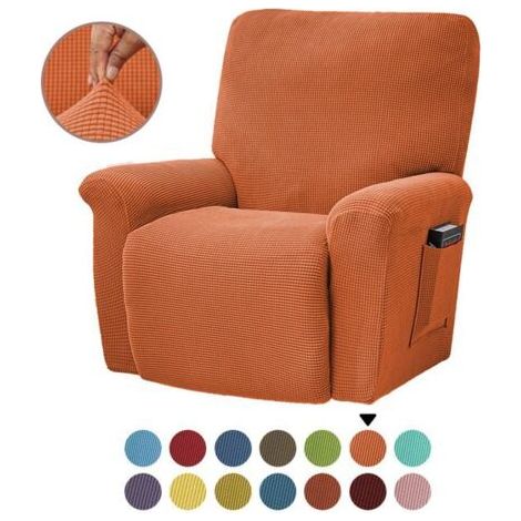 Stretchbezug für 1-Sitzer-Relaxsessel, aus kariertem Jacquard, Farbe Orange. (1/5)