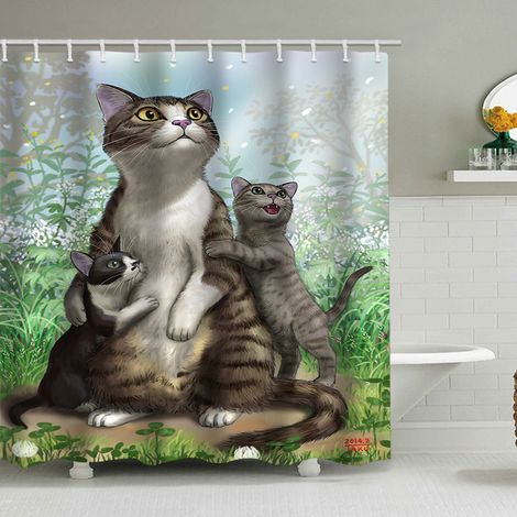 150 x 180 cm Duschvorhang mit lustigem Tiermuster, wasserdicht, inklusive 12 Haken, geeignet für Erwachsene und Kinder, Badezimmerdekorationsaccessoire.