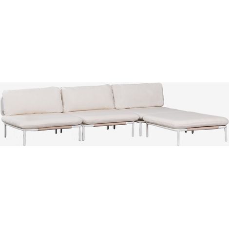 SKLUM 3-teiliges modulares Gartensofa mit Hocker aus Stahl Roubly Beige Mandel Rose                                  