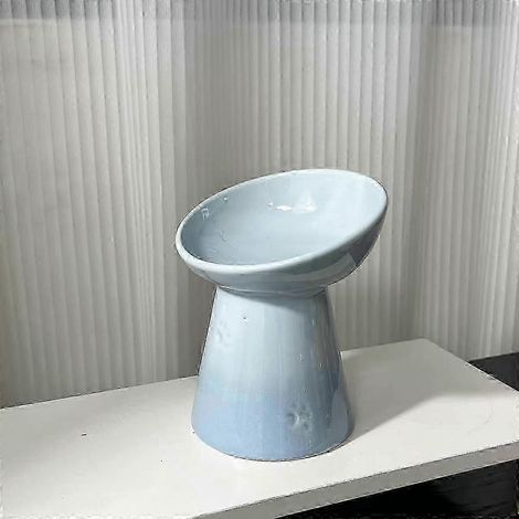 Le Creuset Cool Color Cerc Hundenapf mit Kippschutz und hohem Fuß, inklusive Schutzmatte SH1 Hellblaue hohe Schräge (1/2)