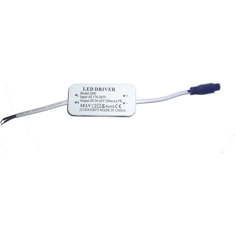 Driver Downlight Panel LED 20W Conector Macho Plano IluminaShop