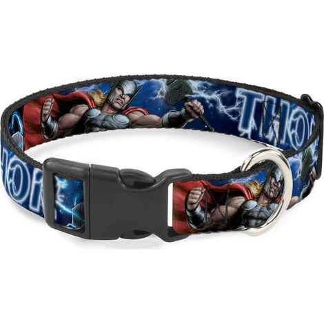 Collier pour chien Boucle en plastique Marteau Thor Action Pose Galaxy Blues Blanc 17,8 à 21,6 cm Largeur 1,3 cm (1/5)