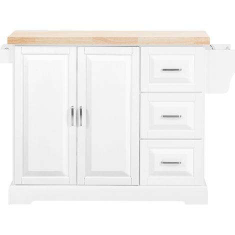 SoBuy Kitchen Trolley with 3 Drawers White 128x71x90,5cm Modern FKW41-II-WN