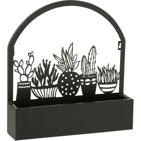 Jardinière Murale en Métal "Cactus" 39cm Noir (1/3)