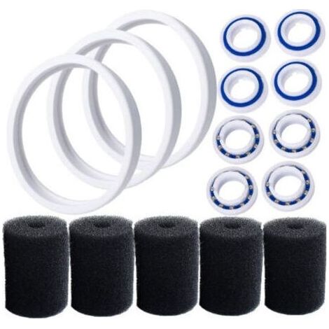 C10 Pneumatiques adaptables de rechange Compatible avec Polaris 180 280 360 380 Robot nettoyeur piscine avec C60 roulements à billes de roue et 9-100-3105 Épurateur de tuyau de balayage (1/3)