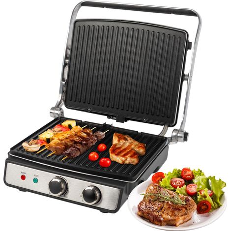 ProfiCook® Griglia a contatto per grigliare senza grassi, per esempio panini, bistecche, toast, griglia elettrica con termostato regolabile in modo continuo, barbecue con apertura a 180°, 2000 W, (1/4)
