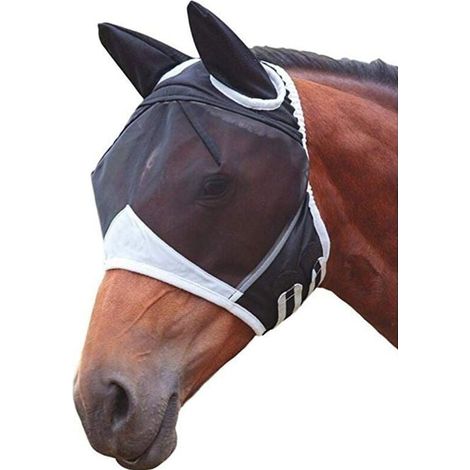 Masque Anti-mouches Cheval - Tissu Respirant UV Protection - Pour Pâturage Compétition et Attelage - Taille Unique