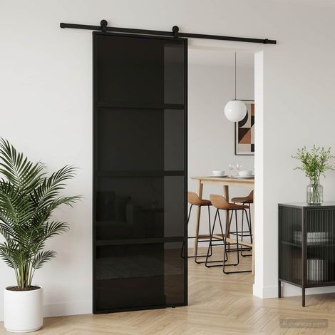 vidaXL Puerta Corredera 76 x 205 cm Cristal Templado y Aluminio (1/5)