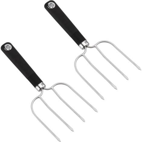 2Pcs Fourchette à Barbecue en Acier Inoxydable Outils pour Barbecue Fourchette à Poulet Four Prongs Poignée Stable pour Rôtir et Découper la Volaille (1/5)