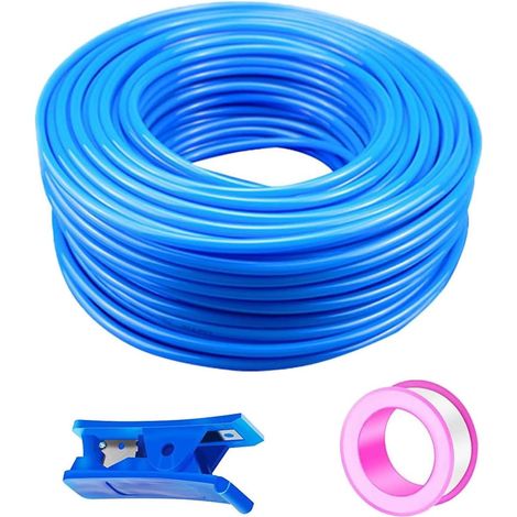 50 Meter Tuyau Pneumatique Polyuréthane PU Air Kit Bleu 6mm OD x 4mm ID Comprimé Peut Etre Utilisé pour Les Compresseur Outils Pneumatiques - (1/5)