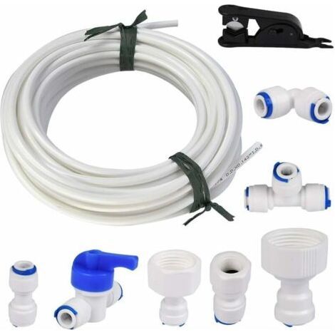 15 Mètres Tuyau d'Alimentation en Eau Universel, Kit de Connecteur de Tuyau de Réfrigérateur 1/4 ", Tube de Filtre, Pièces et Accessoires pour Réfrigérateurs Européen /Frigo Americain (1/5)
