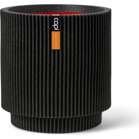 Vaso cilindrico - CAPI EUROPE - Groove NL - 36 x 38 cm - Nero